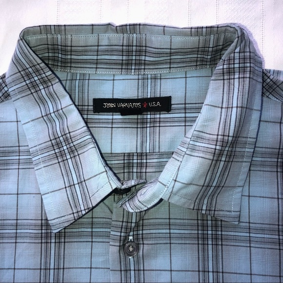 John Varvatos shirt button down blue plaid long sleeve men’s size XL - Picture 2 of 9
